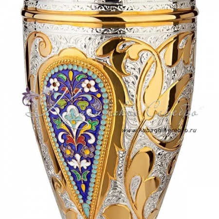 Ваза с позолотой и горячей эмалью , арт №2248 Ваза с позолотой и горячей эмалью