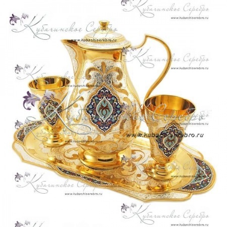 Сервиз с позолотой и горячей эмалью