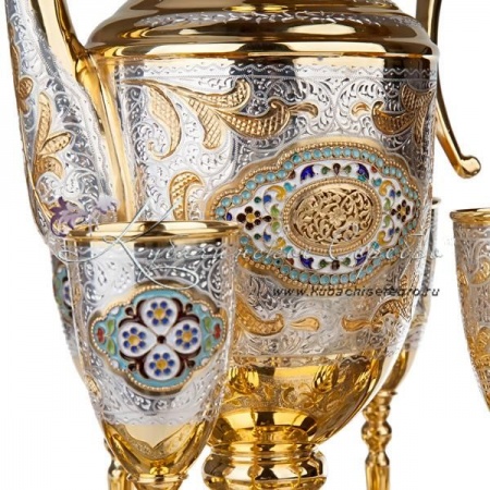 Сервиз винный с позолотой и эмалью!