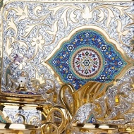 Сервиз чайный с позолотой и горячей эмалью, арт №7055