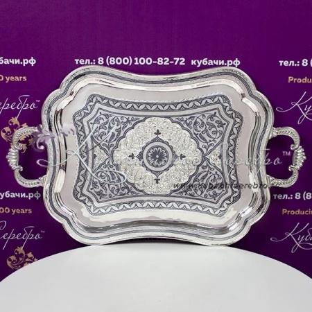 Поднос с ручками, с чернением, арт №6548 Поднос с ручками, с чернением