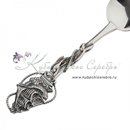 Серебряная чайная ложка Парусник