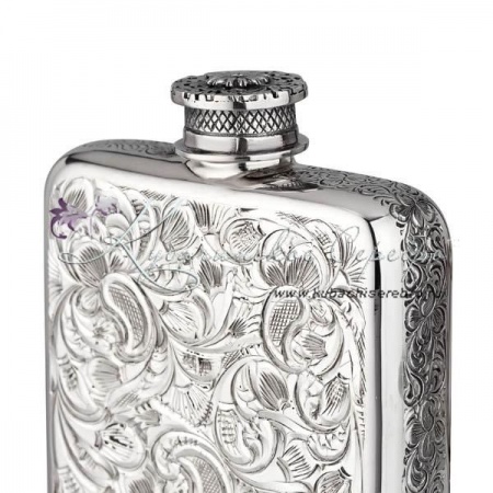 Фляга серебряная без черни на 150 мл , арт №3123  Фляга серебряная без черни на 150 мл