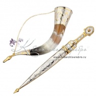 Позолоченный набор, кинжал + рог с питьевой чашей (Новинка), арт №7219