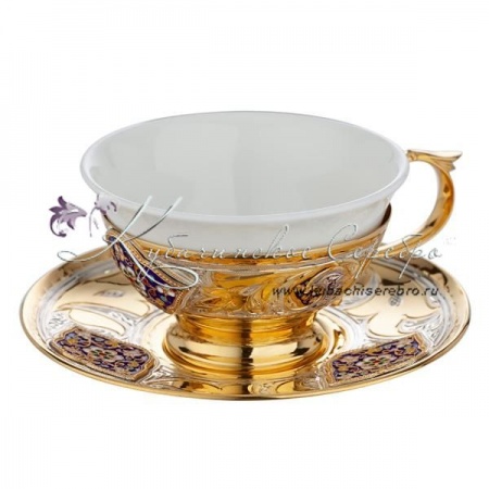 Чайная пара с эмалью и керамической вставкой на 130 мл 