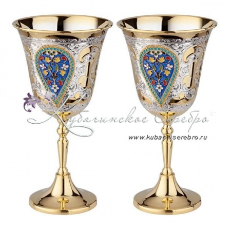 Фужеры Царские с позолотой и горячей эмалью на 300 мл