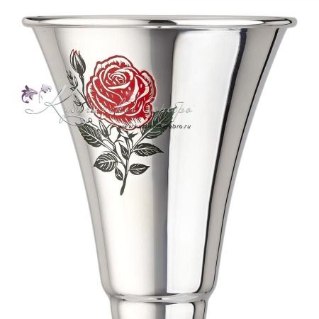 Фужер Роза 999 пробы с холодной эмалью на 130 мл (Новинка)