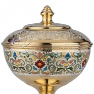 Позолоченная вареньица из серебра 999 пробы с эмалью, арт №8262