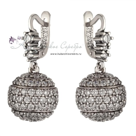 Серьги серебряные Шар