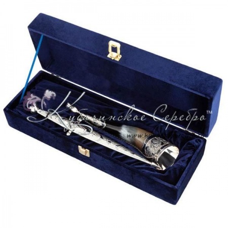 Мужской набор из серебра, кинжал+рог , арт №7180  Мужской набор из серебра, кинжал+рог