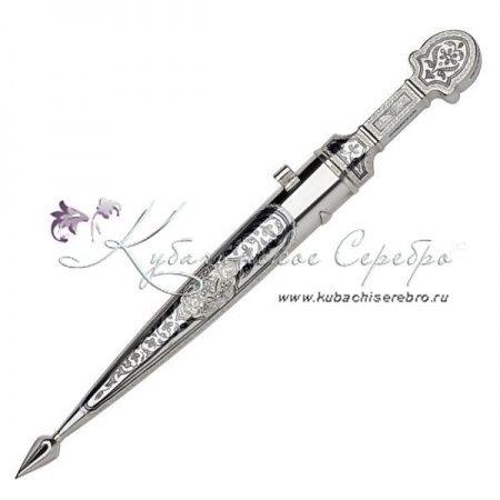 Подарочный набор из серебра, кинжал + рог 