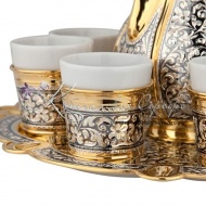 Сервиз кофейный с позолотой и чернением на 8 персон , арт №6870