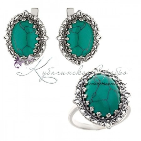 Комплект из серебра с бирюзой, арт №8286 Комплект из серебра с бирюзой
