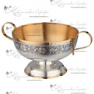 Ваза с ручками 925 пробы с позолотой  8108