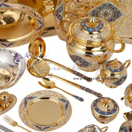 Сервиз обеденный + чайный с эмалью на 6 персон, серия Версаль 