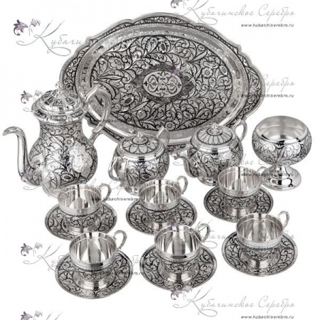 Сервиз чайный с чернью на 6 персон (Новинка)