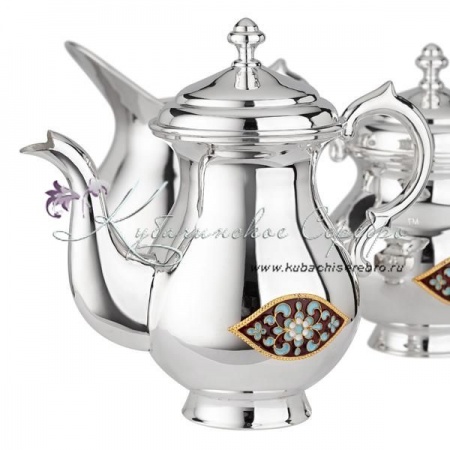 Чайный набор 925 пробы с горячей эмалью 