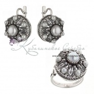 Комплект серебряный с жемчугом 8373/3