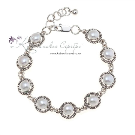 Браслет серебряный с жемчугом (Новинка)