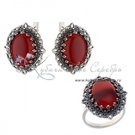 Комплект серебряный с сердоликом