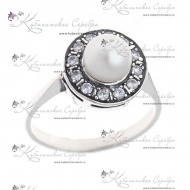 Серебряное кольцо с жемчугом 8094