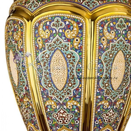 Ваза с позолотой и цветной горячей эмалью!