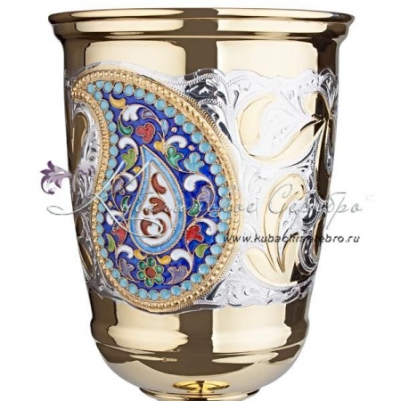 Бокал для вина с позолотой и эмалью на 300 мл 
