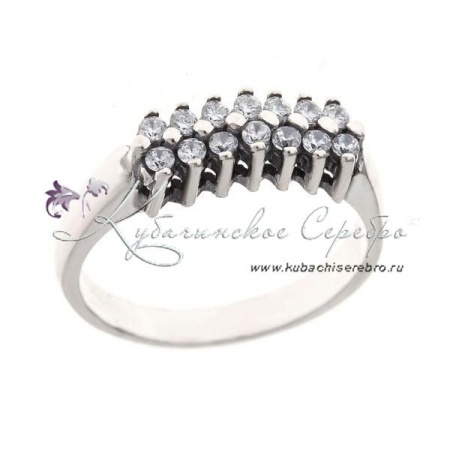 Кольцо серебряное с цирконами