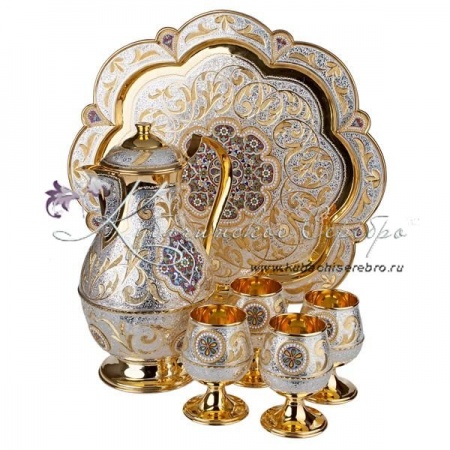 Сервиз из серебра с горячей эмалью!