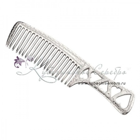 Расческа серебряная Сердце