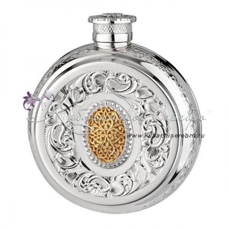 Круглая фляга с выпиленной вставкой на 120 мл , арт №3180/1  Круглая фляга с выпиленной вставкой на 120 мл