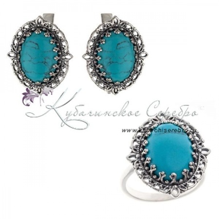 Комплект из серебра с голубой бирюзой