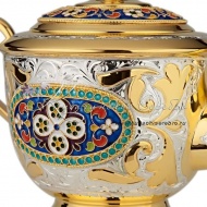 Чайник с позолотой и эмалью на 300 мл , арт №1462