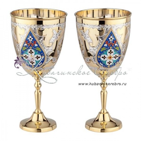 Бокалы с позолотой и горячей эмалью на 300 мл 
