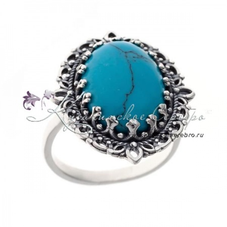Кольцо серебряное с голубой бирюзой 