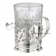 Подстаканник серебряный с литой ручкой, арт №8035