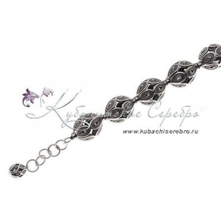 Крупные браслет-бусы серебряный , арт №8236 Крупные браслет-бусы серебряный