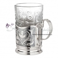 Подстаканник серебряный с литой ручкой , арт №8035/1