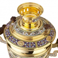 Самовар из серебра с горячей эмалью на 6 л, арт №2548