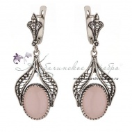Серебряные серьги с розовым кварцем 8292/2