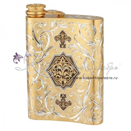 Позолоченная фляга с холодной эмалью на 240 мл, арт №6539 Позолоченная фляга с холодной эмалью на 240 мл