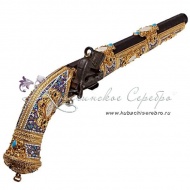 Пистолет старинный, инкрустирован серебром. 2359