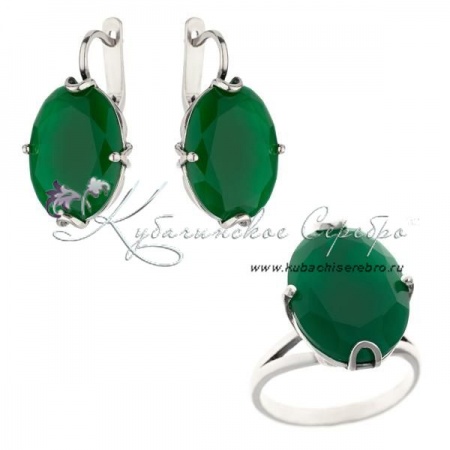 Комплект с зеленым агатом