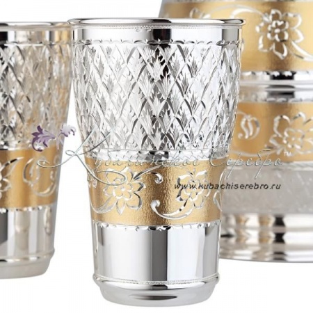 Набор для сока и воды 925 пробы с позолотой