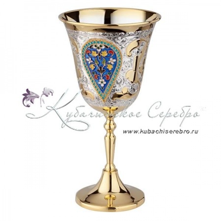 Фужер Царский с позолотой и горячей эмалью на 300 мл 