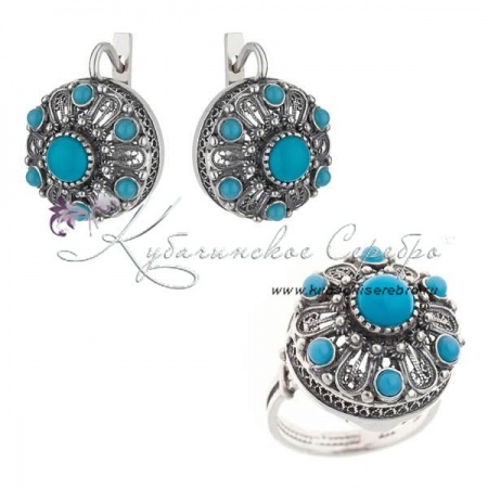 Комплект серебряный с голубой бирюзой