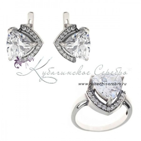 Комплект серебряный с горным хрусталем