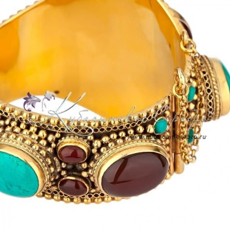 Серебряный браслет с позолотой, кубачинский!