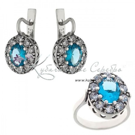 Комплект серебряный Небеса с голубыми камнями