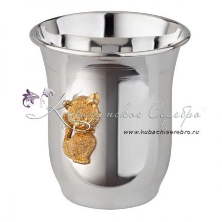 Стакан с позолотой Котёнок 999 пробы на 150 мл 